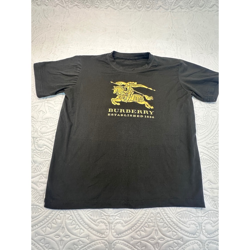 Burberry Prorsum Graphic T-Shirt Black Gold Equestrian Knight Logo Mens XS S